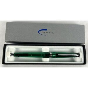 Vintage Cross Ballpoint Pen Translucent Green Silver With Box 102-22G